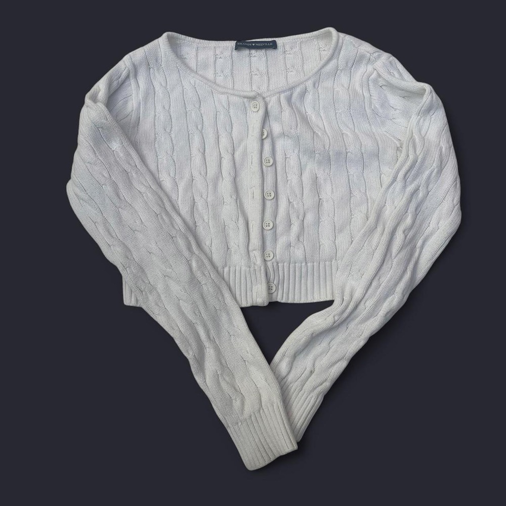 Brandy melvile white cable knit cardigan